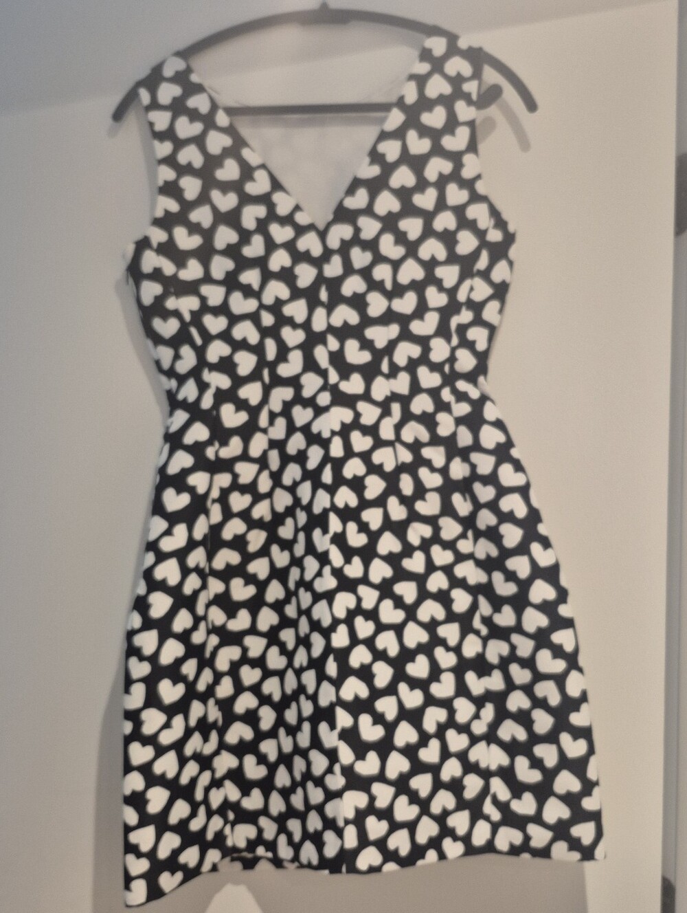 kate spade Black and White Heart Print Fit-and-Flare Dress